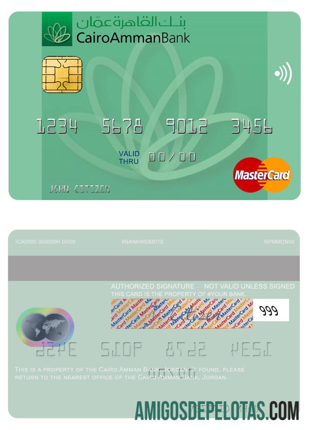 Jordan Cairo Amman Bank Mastercard template